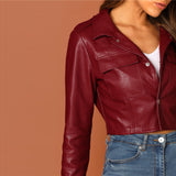 Burgundy Short Leather Jacket - SUMMER COLLECTION