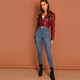 Burgundy Short Leather Jacket - SUMMER COLLECTION