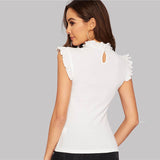 White Frilled Sleeveless Top - SUMMER COLLECTION