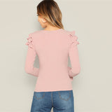 Pink Ruffle Trim Long Sleeved Top - SUMMER COLLECTION