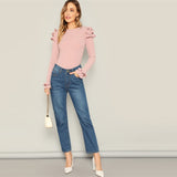 Pink Ruffle Trim Long Sleeved Top - SUMMER COLLECTION