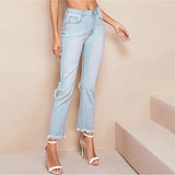 Light Blue Ripped Back Womens Jeans - SUMMER COLLECTION