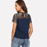 Navy Lace & Mesh Blouse - SUMMER COLLECTION