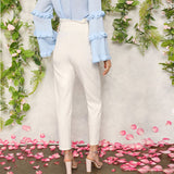 White Elegant High Waist Trousers - SUMMER COLLECTION