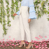 White Elegant High Waist Trousers - SUMMER COLLECTION