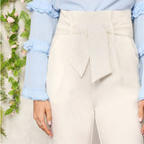 White Elegant High Waist Trousers - SUMMER COLLECTION