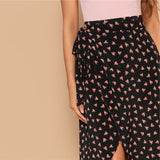 Black Heart Print Maxi Skirt - SUMMER COLLECTION