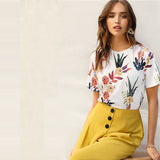 Floral And Plants Print Shirt - SUMMER COLLECTION