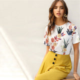 Floral And Plants Print Shirt - SUMMER COLLECTION