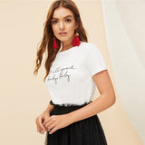 White Slogan Slim Fitted Top - SUMMER COLLECTION