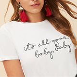 White Slogan Slim Fitted Top - SUMMER COLLECTION