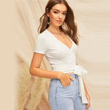 White Deep Neck Elegant Top - SUMMER COLLECTION