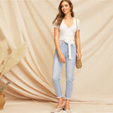 White Deep Neck Elegant Top - SUMMER COLLECTION