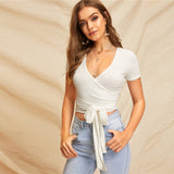 White Deep Neck Elegant Top - SUMMER COLLECTION