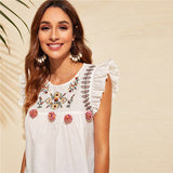 Floral Blouse with Ruffle Trim - SUMMER COLLECTION