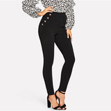 Black Office Buttoned Trousers - SUMMER COLLECTION