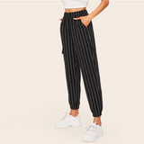 Black Striped Street Trousers - SUMMER COLLECTION