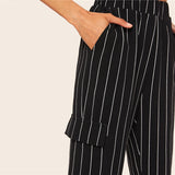 Black Striped Street Trousers - SUMMER COLLECTION