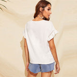 White Ruffle Trim Top - SUMMER COLLECTION