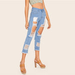 Light Wash Ripped Womens Jeans - SUMMER COLLECTION