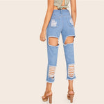 Light Wash Ripped Womens Jeans - SUMMER COLLECTION