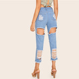 Light Wash Ripped Womens Jeans - SUMMER COLLECTION