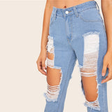 Light Wash Ripped Womens Jeans - SUMMER COLLECTION