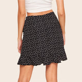 Black & White Spotted Ruffle Trim Skirt - SUMMER COLLECTION