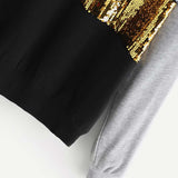 Black & Grey Sweatshirt with Gold Sequins - SUMMER COLLECTION