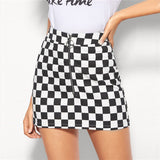Black and White Checkered Short Skirt - SUMMER COLLECTION