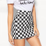 Black and White Checkered Short Skirt - SUMMER COLLECTION