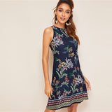 Navy Aztec Print Dress - SUMMER COLLECTION