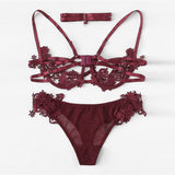 Burgundy Appliques Lace Set - SUMMER COLLECTION