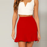 Red Flounce Above Knee Skirt - SUMMER COLLECTION