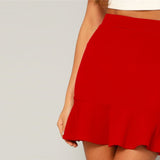 Red Flounce Above Knee Skirt - SUMMER COLLECTION