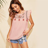 Floral Blouse with Ruffle Trim - SUMMER COLLECTION